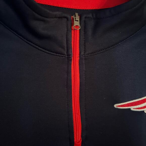 Majestic New England Patriots 1/4 Zip Sport Shirt M Long Sleeve Red White Blue - Picture 7 of 10